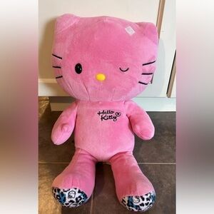 Hello Kitty Build A Bear Sanrio Pink Leopard Print paws 18” Plush Winking NO Bow
